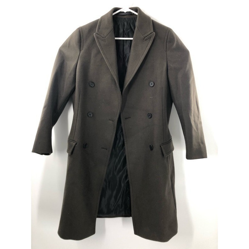 Allsaints Womens Elodie Peacoat Brown Mid Length Buttons Flap Pocket Lined 4 New